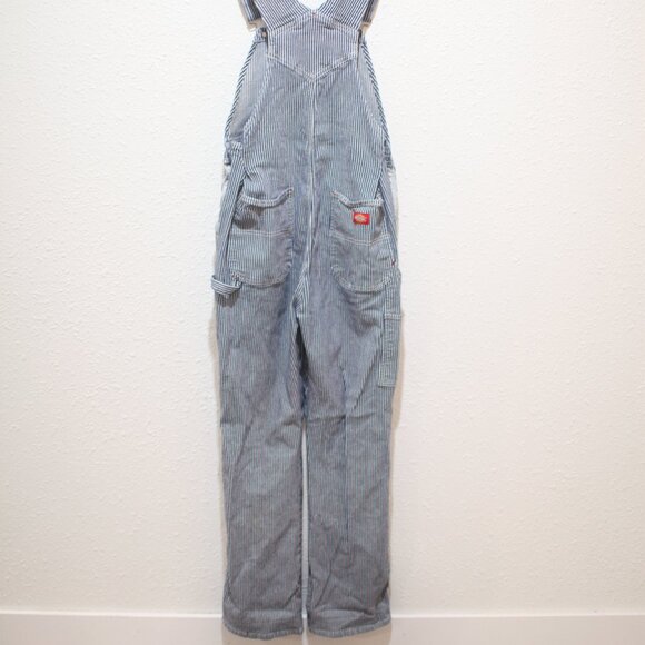 Dickies Hickory Stripe Carpenter Style Overalls jeans womens S - Picture 5 of 7
